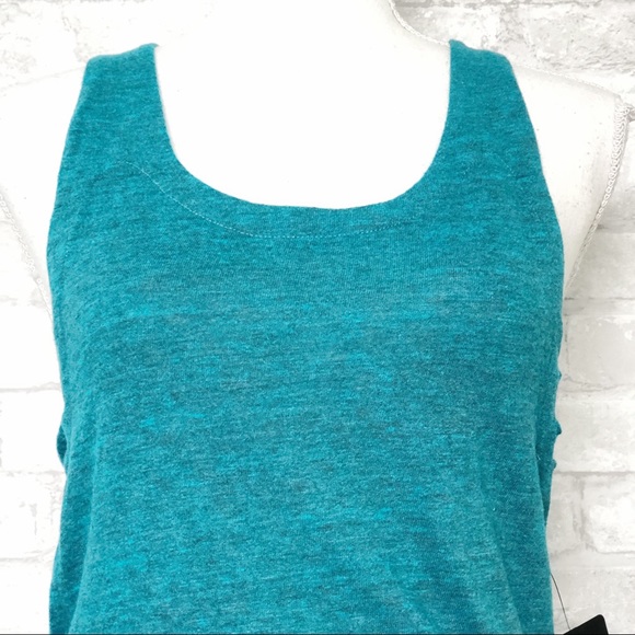 CHASER Teal Scoop Neck Sleeveless Maxi Dress with Tie Waist & Side Slits Medium - Picture 3 of 13